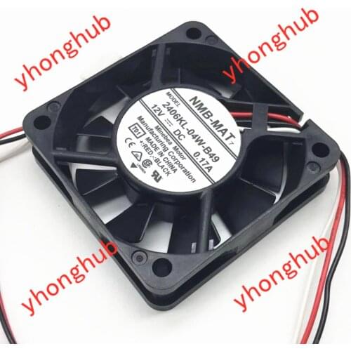 NMB-MAT 2406KL-04W-B49 T01 DC 12V 0.17A 60x60x15mm 3-Wire Server Cooling Fan
