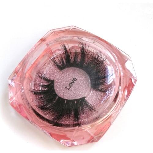 New Portable Transparent Crystal Fashion False Eyelash Case Flip Case Plastic Eyelash Storage Box Pink Square Eyelash Case