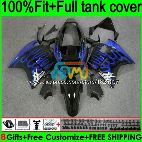 OEM For HONDA Blackbird CBR1100XX 1996 Blue flames 97 1998 99 2000 01 138BS.30 CBR 1100 XX 2002 03 2004 05 2006 2007 Fairing