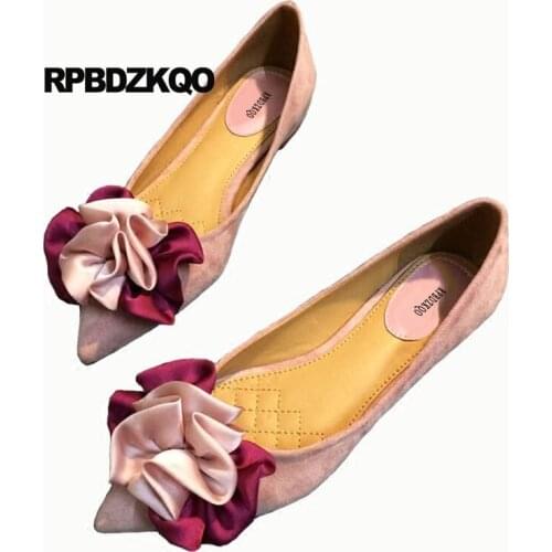 Dress Floral Flats Women Slip On Flower Black Hidden Party Elevator Pointed Toe Pink Suede Satin Chinese Wedding Shoes Spring