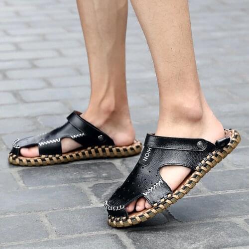 Rubber Sandals Men Sandals Men Leather Sandalias Playa Hombre Slide Sandali Uomo Sandale Homme Ete Sandales Cuir Sandalet Erkek