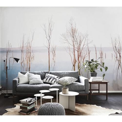 Hand-painting Branches&River&Reflection Custom Mural 3d Wall Photo Murals Wallpaper Background Large Papel Mural 3d Wall Mural
