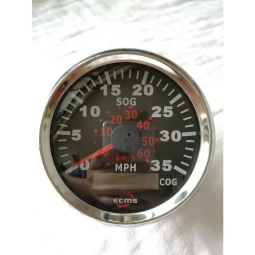 Marine Boat Car Truck GPS Speedometer Gauge 9-32V 35MPH 85mm 316L Chrome Bezel Black Dial 900-00054