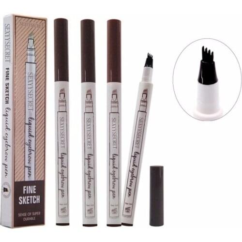 4 End Drawing Eyebrow Pencil Super Thin Enhancers Waterproof Sweatproof Fast Dry Eyebrow Pen Eye Brow Pen Spiral Brush Cosmetics