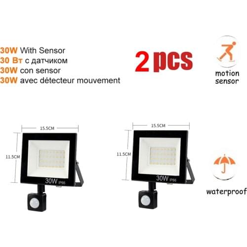 2 pcs 220V 10-100W LED FloodLight Spotlight Exterior Street wall reflector LED PIR Motion Sensor Light Garden Security Lamp Ligh