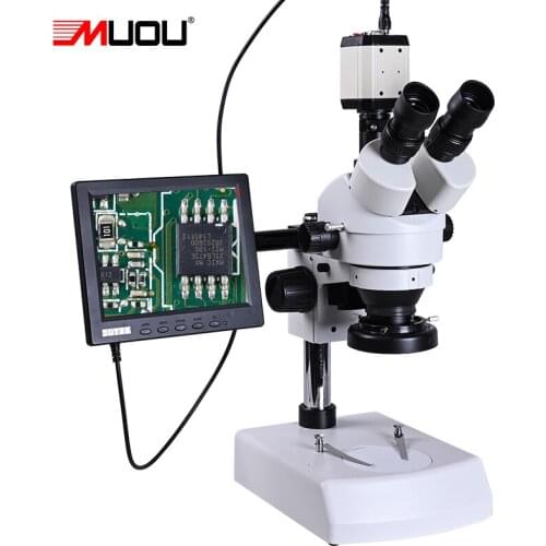 Continuous zoom 3.5 90x HD Stereo trinocular Microscope + USB HDMI VGA camera 1/3 adapter + 8-inch LCD + 56 LED Light + 0.5X 2X