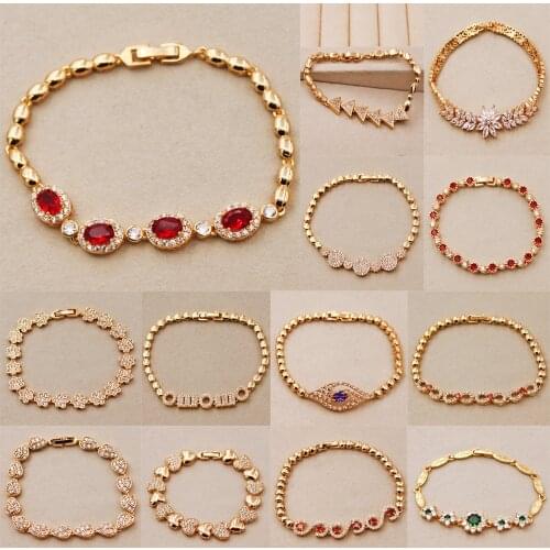 Bohemia Charm Bracelets With Stone For Women Hidden safety clasp Tension Link Chain Gold Copper Heart Jewelry Accessories