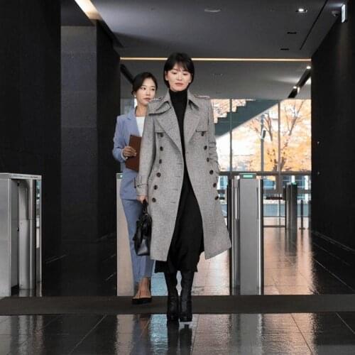 2021 Spring Winter Woman Long Windproof Jacket Female Warm Parkas Coat Ladies Double Breasted Casual Clothes Trench Outwear Q42