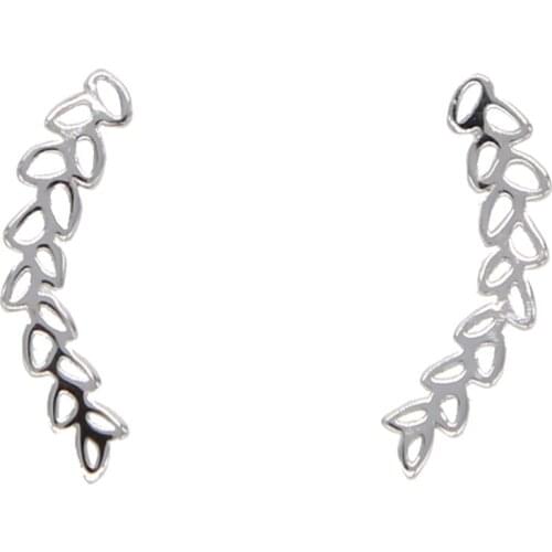 2019 New Real Plant Trendy Brincos Earrings Earings Spring Design Leaf Women Style 925 Silver Long Ear Wire Climber Earring