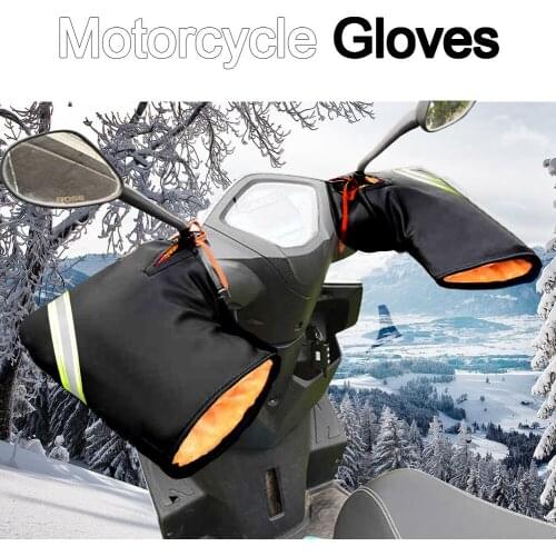 Winter Electric Battery Motorcycle PU Leather Handle Mitts Thickened Riding Warm Cold Waterproof Wind