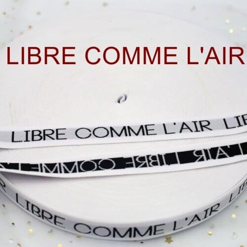 25mm High Elastic Belt LIBRE COMME I'AIR Pattern White Jacquard Rubber Elastic Shoulder Strap DIY Sewing Clothing Accessories