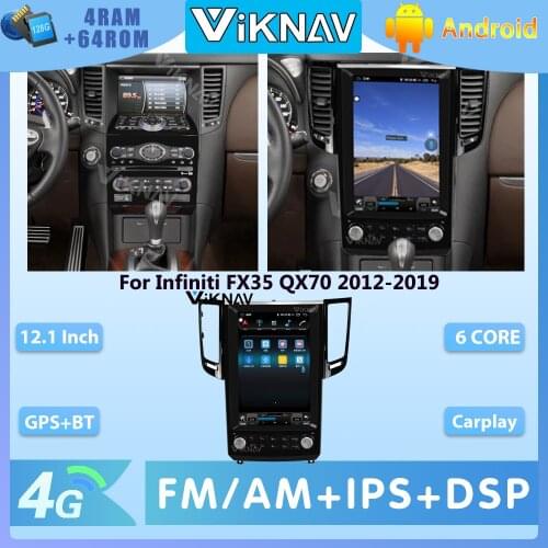 12.1 inch Vertical Screen PX6 Android Car Radio For Infiniti FX35 QX70 2012-2019 Multimedia Player Head Unit Stereo Carplay