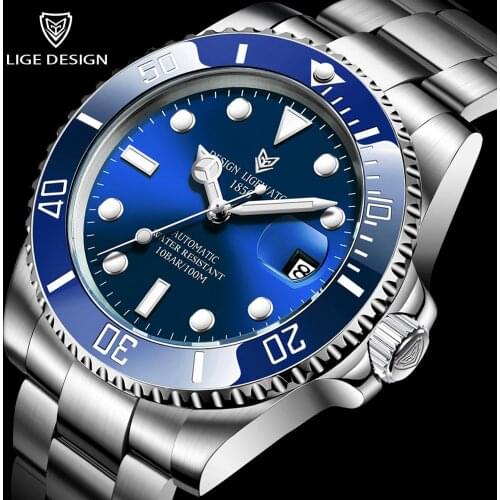 LIGE New Watches Mens Automatic Mechanical Tourbillon Clock Fashion Sapphire Glass 316L Steel 100 Waterproof Watch NH35 Movement