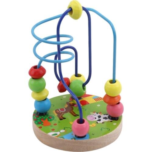 Wooden Toy Colorful Building Block Wire Roll Maze For Children Learning Education montessori Toys Game Around Beads Kids Toys