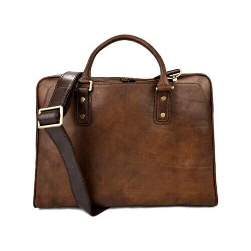 Leather shoulder bag leather messenger bag ipad laptop brown