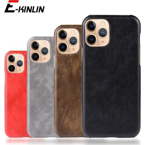 Litchi Leather Hard PC Phone Case For iPhone X XR XS 11 12 mini Pro Max 6 6S 7 8 Plus SE2 SE 2020 Ultra Thin PU Cases Back Cover