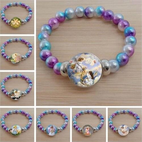 Creative Retro Angel Bracelet Girly Cute Glass Cabochon Color Bead Bracelet Jewelry