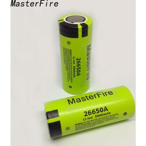 MasterFire 2pcs/lot 100% Original Battery For Panasonic 26650A 3.7V 5000mAh High Capacity 26650 Rechargeable Lithium Batteries