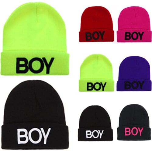 Fashion Childrens Hat Autumn Winter Knitted Woolen Hat Baby Letter BOY Hedging Hip-Hop Cap 3M-4T