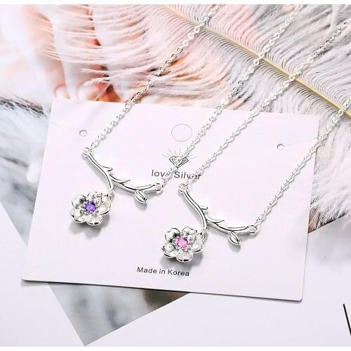 Fashion sterling silver necklace simple flower shape pendant necklace romantic style necklace jewelry wholesale