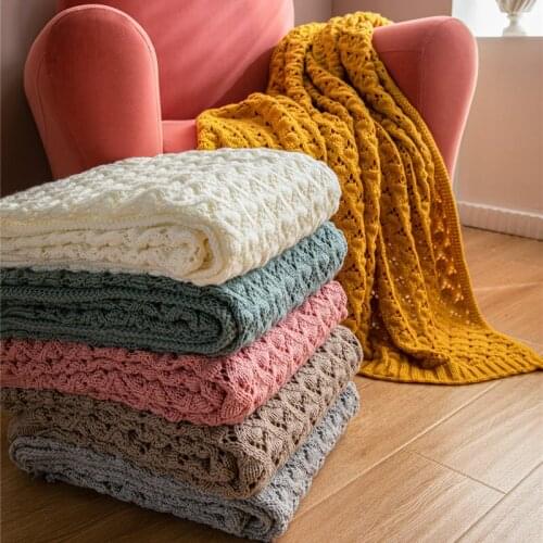 Fashion Nordic Knitting Blanket Diamond Acrylic Geometric Knitted Throw Blankets For Bed Sofa Soft Home Travel Decor Blanket