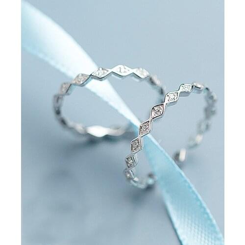 Real 925 Sterling Silver S925 Silver Ring Female Simple Adjustable Eye Stackable Stone Ring Women Gift Mothers Day Ladies Rings