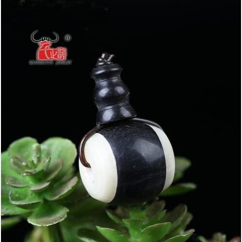 Natural water buffalo horn inlaid with cow bone buddhist head three - way DIY buddhist pearl bodhi child accessories
