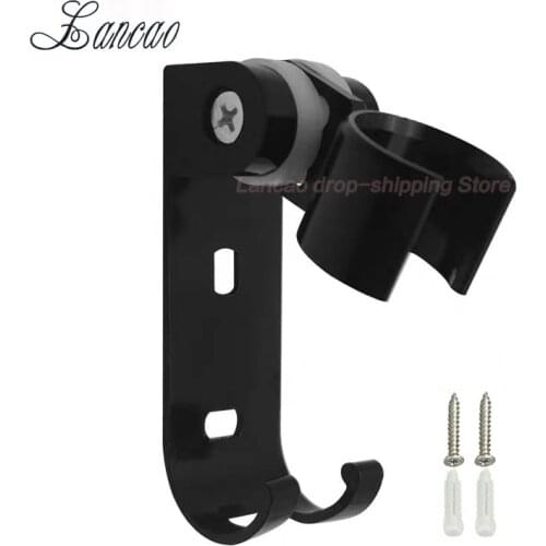 Newest 1pc Black Solid Aluminum Wall Mounted Hand Shower Holder Hook Pedestal Bracket In Wall Shower Accessories Multi-style