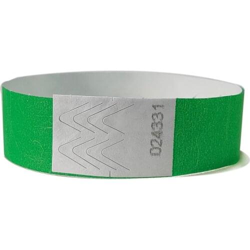 500 Pieces Solid NEW Green Color 3/4 inch Tyvek Wristbands with Series Numbers, ID Wristbands for Party Events