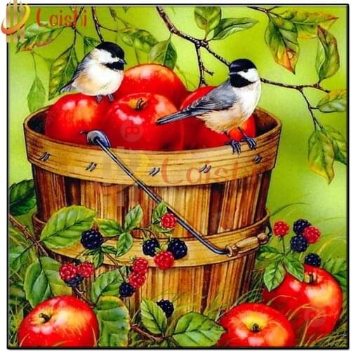 New Bird and apple diamond embroidery mosaic diamond paintings full square round drill stitch cross rhinestone of picture art