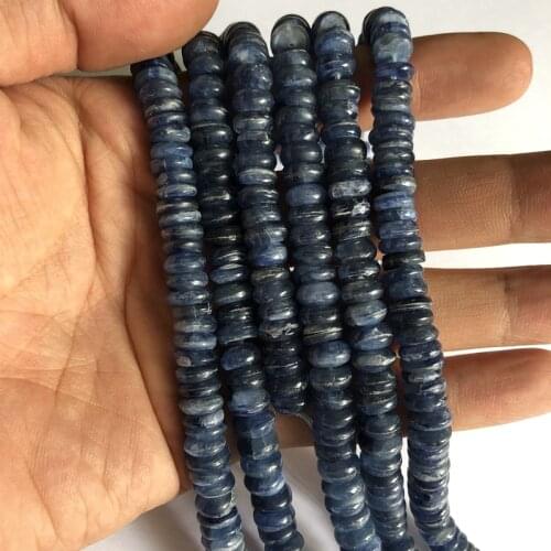 Wholesale 1string of 15.5“ Natural Blue Kyanite beads 4x7mm Roundel Spacer Beads, Gem stone Loose Beads for jewelry making