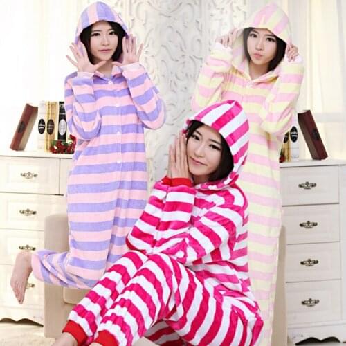 Halloween Pyjamas Autumn Plus Size Flannel Hooded Onesie Jumpsuit Overall Pyjama Set Lovely Winter Warm Pajama Onesie For Women