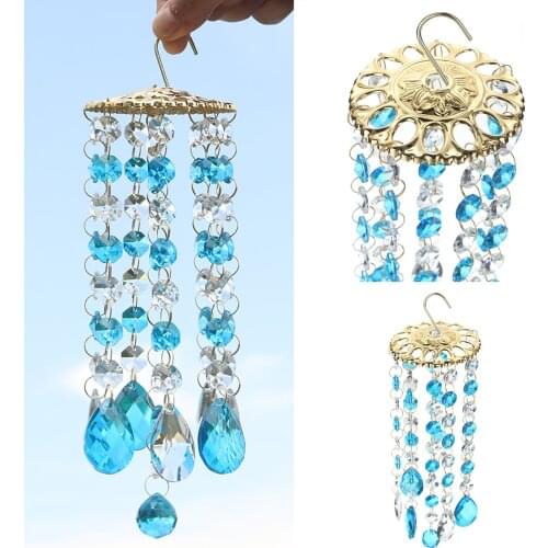 Blue Glass Home Decor Pendant Accessories Crystal Wind Chime Home Garden Yard Patio Hanging Decoration Ornament