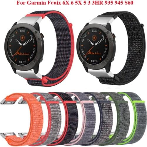 26 22MM Quickfit Nylon Watchband Strap for Garmin Fenix 6 6X Fenix 5 5X 3 3HR 945 935 Watch Silicone Easyfit Wrist Band Strap
