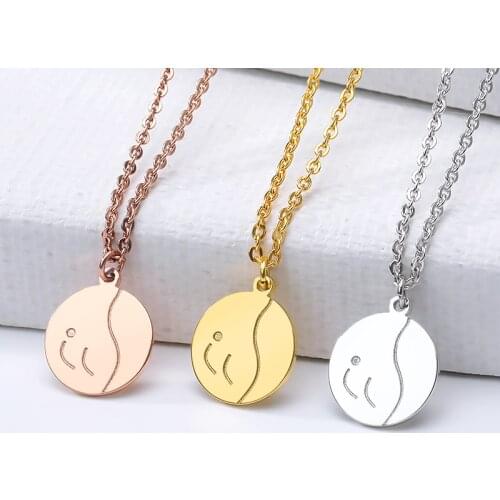 Cute Round Necklaces Stainless Steel Sexy Female Body Pendant Jewelry For Women Accessories Regalos Para Mujer
