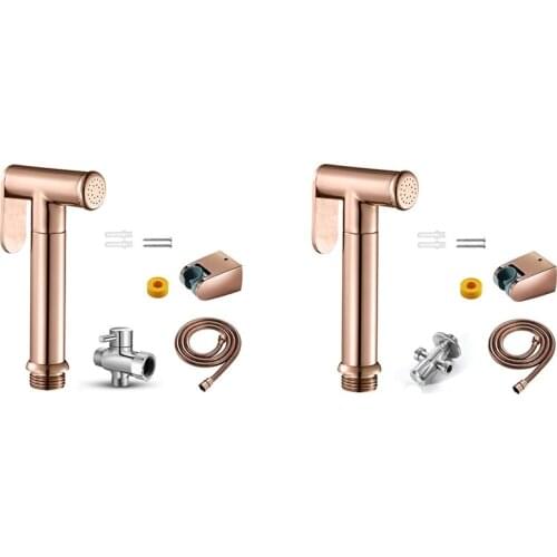 Toilet Bidet Faucets Rose Gold Brass Only Cold Corner Valve Wall Handheld Hygienic Shower Head With Hose And Holder