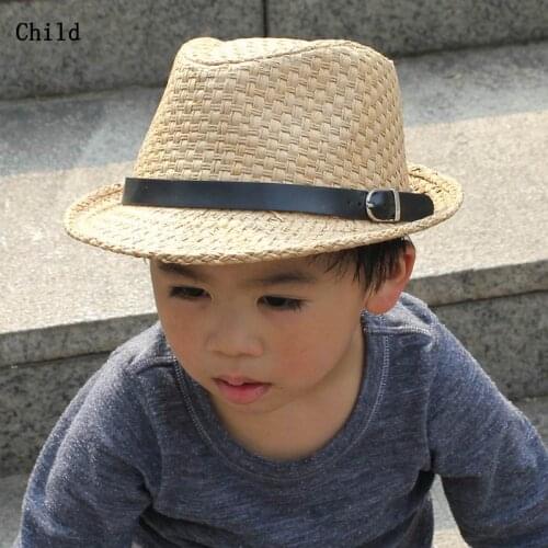 Fedora Child Straw Hat Unisex Topper Sunhat Fashion Leisure Adult Jazz Cap For Spring And Summer