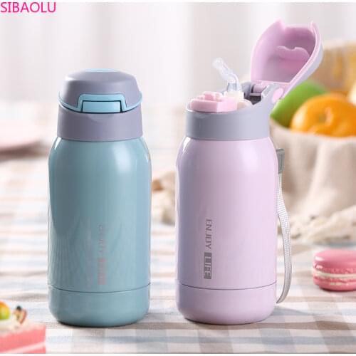 Pupils' Vacuum Flask with Straws, Adults, Pregnant Womens Cups, Large-capacity Drinking Straws, Cups, Children Go Out and Carry