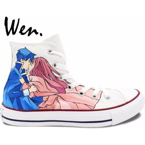 Wen Design Custom Hand Painted Shoes Romeo x Juliet Wedding Women Mens High Top Canvas Sneakers