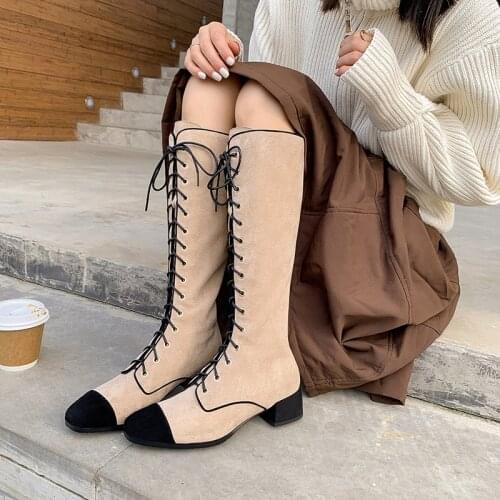 QZYERAI 2021 Women Knee High Boots Party Dancing Shoes Woman Genuine Leather Heels Autumn Winter Fashion Riding Boots