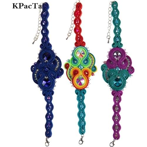 KPACTA 2019 New Ethnic Style Leather Bracelet Fashion Jewelry Women Soutache Crystal decoration Handmade Charm Bracelets Gifts