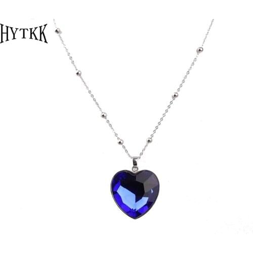Blue Heart-Shaped Pendant Necklace For Women. The Two-Color Guardian Angel Compares His Hands With His Hands