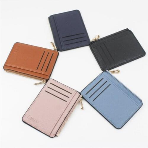 1pcs Slim Women Card Holder PU Leather Unisex Zipper Business Card Case Men Credit Mini Cards Pocket Holder Wallet Unisex