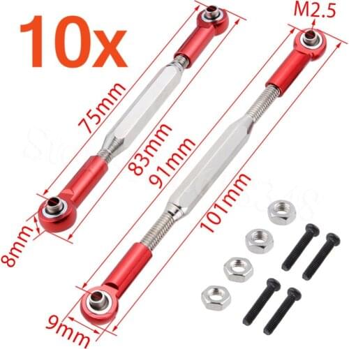 10 Pairs Aluminum Rear Upper Suspenstion Arm Steering Linkage Rod Link 0022 For WLtoys 1/12 RC Car 12428 12423 Accessories