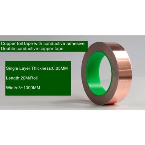 10 Rolls Width 3mm x 20m,Copper foil tape with conductive adhesive Double-guided copper tape,Shielding tape,Heat-resistant