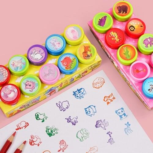 10pcs/Set Fun Cute Cartoon Animals Stamps Toys Baby Stamp Scrapbooking Reward Kids Educational Toy For Childrens Christmas Gift