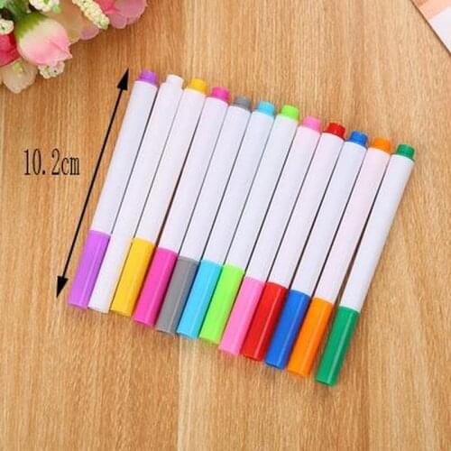 12pcs/set Dry Erase Whiteboard Pen Stationery Set Erasable Watercolor Pen Drawing Classroom Supplies Water Color Pencil