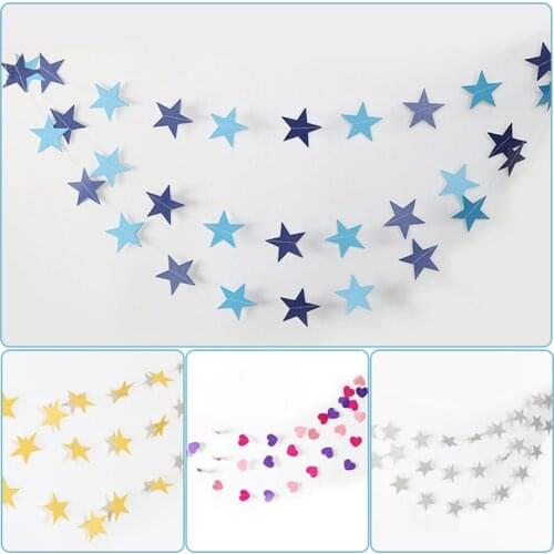 33 pieces/lot 4M Paper Star Heart Color Paper Circle Banner Birthday Baby Shower Wedding Party Decoration Supplies