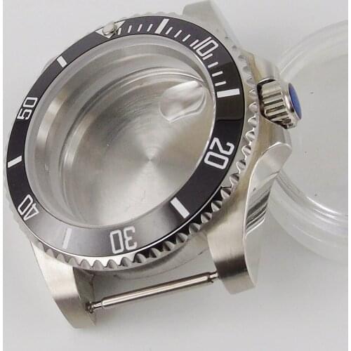 43mm Black ceramic bezel sapphire glass date fit 8205 8215 821A 2836 movement Watch Case