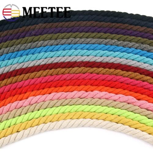 10Meters 100% Cotton 10mm 3 Shares Twisted Cotton Cords Woven Cotton Rope String DIY Bag Drawstring Belt Strap Decor Accessories